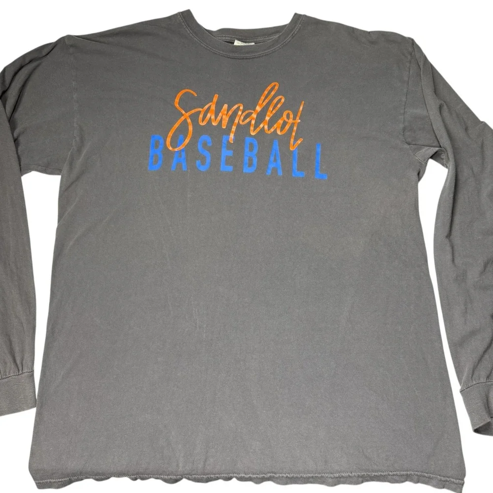 Sandlot Baseball Long Sleeve T-Shirt Mens XL Gray Comfort Colors Movie Fans - Picture 2 of 10